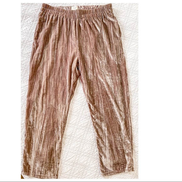 Anthropologie Tina Jo mauve lilac velvet pull on straight leg pants size large - Picture 4 of 9